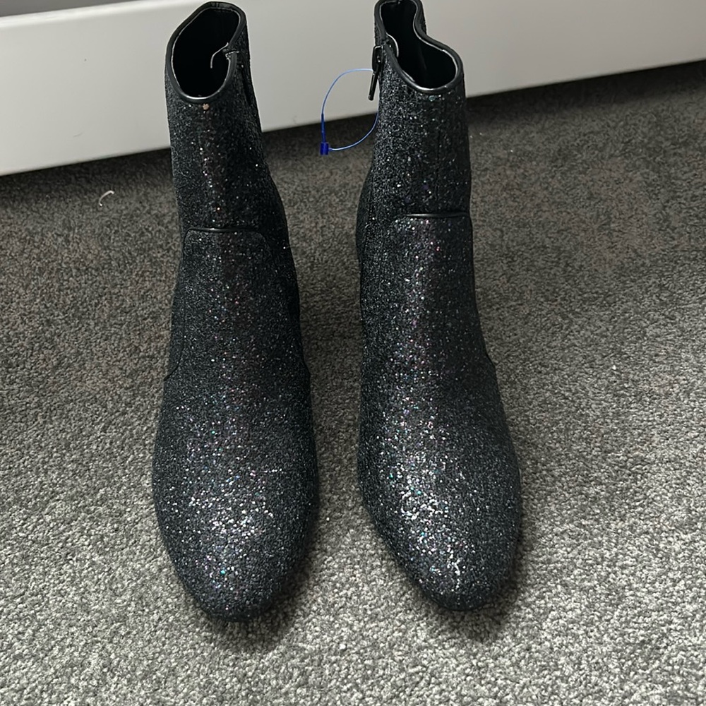 J. Crew Black Glitter Ankle Booties